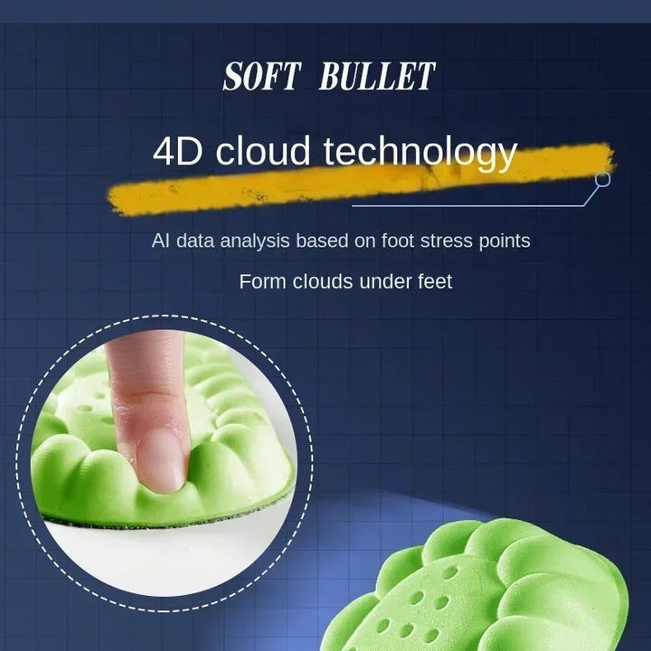4D Latex Sport Insoles Soft High Elasticity Shoe Pads Breathable Running Basket Shoe Sole Arch Support Orthopedic Inserts Unisex