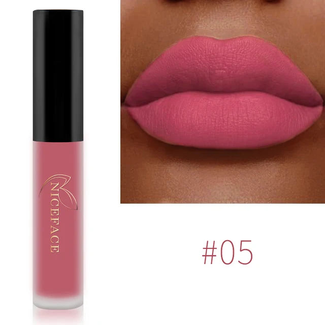 NICEFACE Matte Velvet Lip Glaze Waterproof Long Lasting Not Easy To Fade Lip Gloss Silky Smooth Sexy Lipstick Women Maquillage