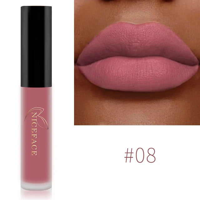 NICEFACE Matte Velvet Lip Glaze Waterproof Long Lasting Not Easy To Fade Lip Gloss Silky Smooth Sexy Lipstick Women Maquillage