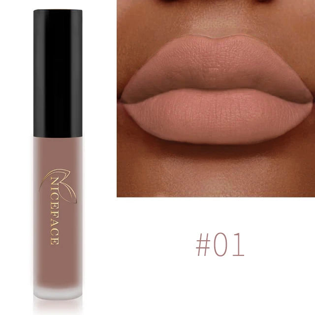 NICEFACE Matte Velvet Lip Glaze Waterproof Long Lasting Not Easy To Fade Lip Gloss Silky Smooth Sexy Lipstick Women Maquillage