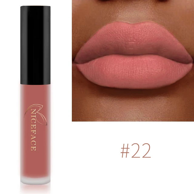 NICEFACE Matte Velvet Lip Glaze Waterproof Long Lasting Not Easy To Fade Lip Gloss Silky Smooth Sexy Lipstick Women Maquillage