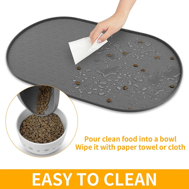 Dog Food Mat Pet Placemat Cat Bowl Pad Cats Drinking Feed Mats Easy to Clean Non-Slip Silicone Round Pet Feeding Water Supplies