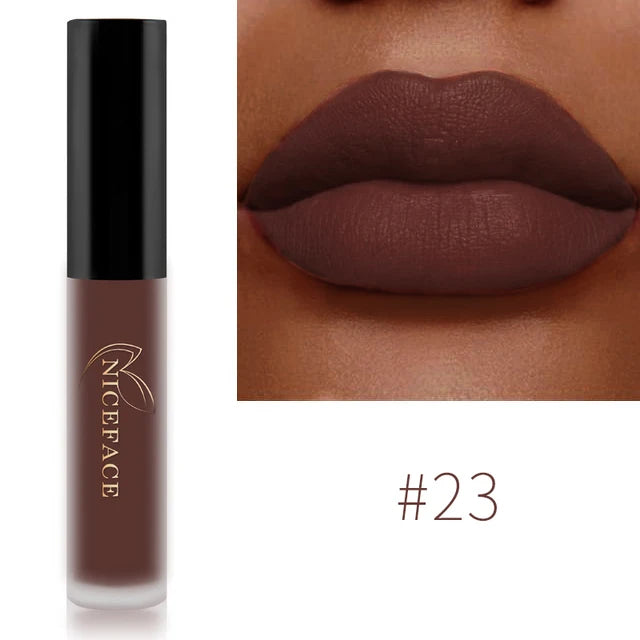NICEFACE Matte Velvet Lip Glaze Waterproof Long Lasting Not Easy To Fade Lip Gloss Silky Smooth Sexy Lipstick Women Maquillage
