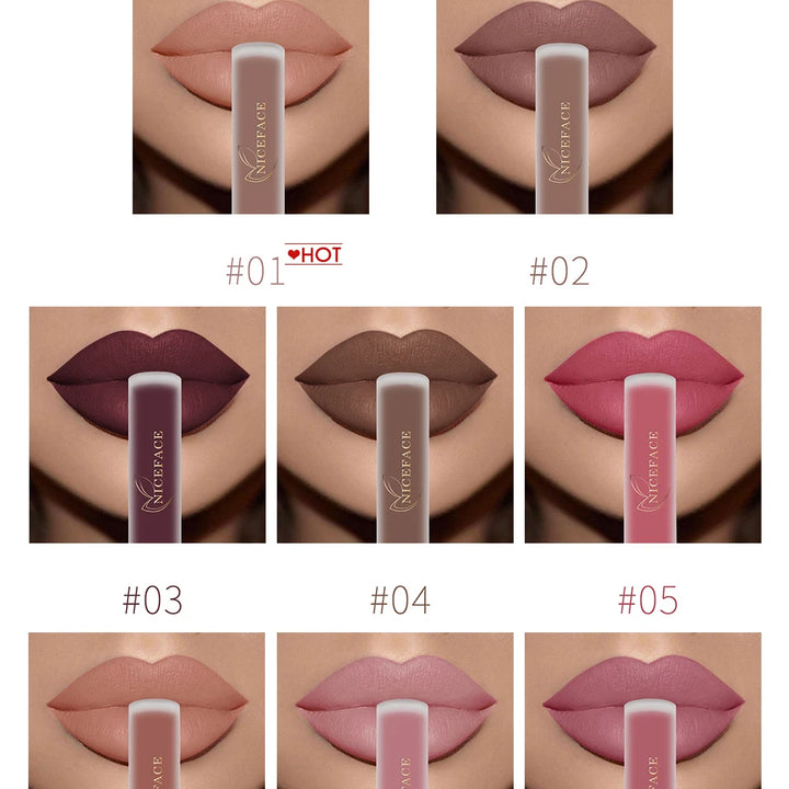 NICEFACE Matte Velvet Lip Glaze Waterproof Long Lasting Not Easy To Fade Lip Gloss Silky Smooth Sexy Lipstick Women Maquillage