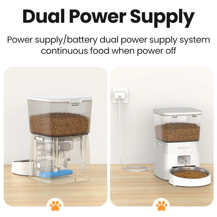 ROJECO Dog Feeder Automatic Smart Pet Food Dispenser for Pets Dog Kibble Dispenser With WIFI Remote Control Dog Feeding Supplies