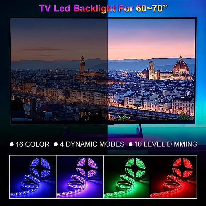 Led USB Strip Light 5M Color Changing 5050 RGB LED Flexible Lights with 24 Keys for Children Gaming Room Home Party TV Backlight