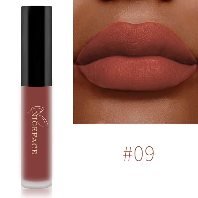 NICEFACE Matte Velvet Lip Glaze Waterproof Long Lasting Not Easy To Fade Lip Gloss Silky Smooth Sexy Lipstick Women Maquillage