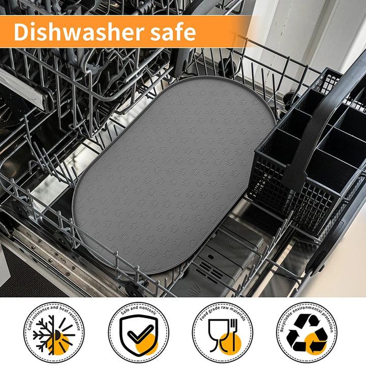 Dog Food Mat Pet Placemat Cat Bowl Pad Cats Drinking Feed Mats Easy to Clean Non-Slip Silicone Round Pet Feeding Water Supplies