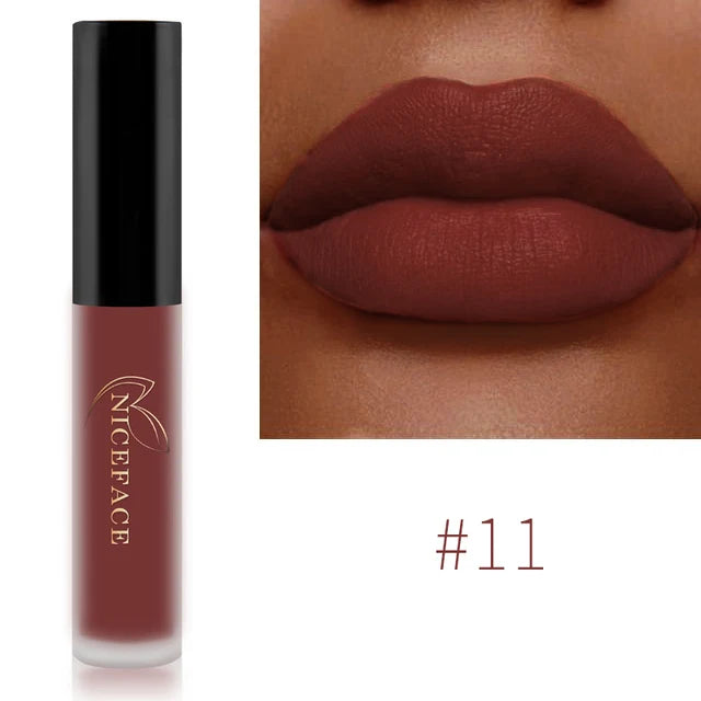 NICEFACE Matte Velvet Lip Glaze Waterproof Long Lasting Not Easy To Fade Lip Gloss Silky Smooth Sexy Lipstick Women Maquillage