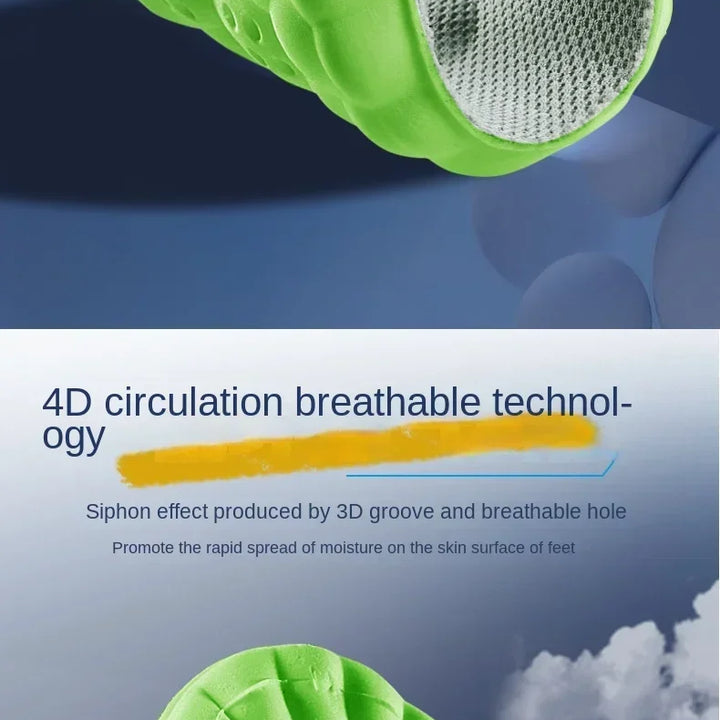 4D Latex Sport Insoles Soft High Elasticity Shoe Pads Breathable Running Basket Shoe Sole Arch Support Orthopedic Inserts Unisex