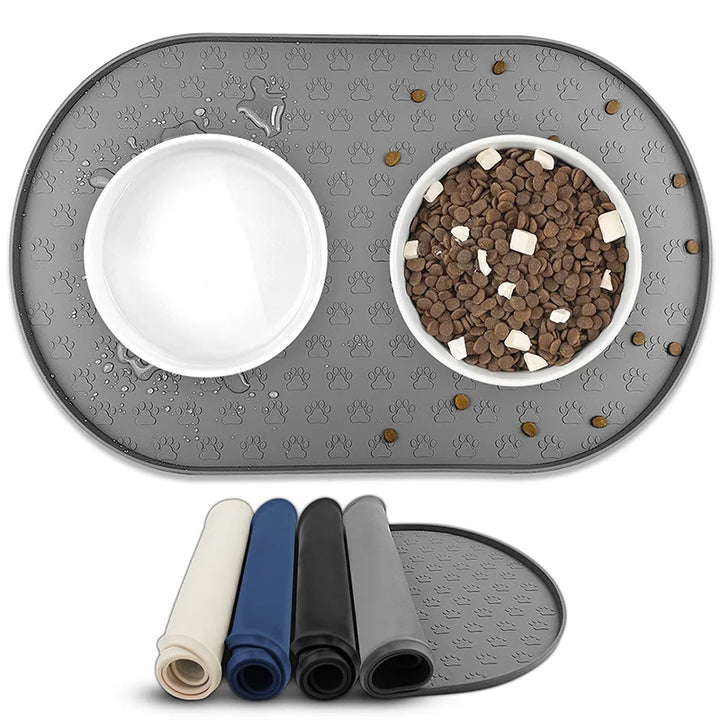Dog Food Mat Pet Placemat Cat Bowl Pad Cats Drinking Feed Mats Easy to Clean Non-Slip Silicone Round Pet Feeding Water Supplies