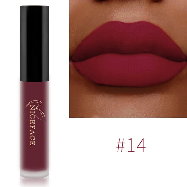 NICEFACE Matte Velvet Lip Glaze Waterproof Long Lasting Not Easy To Fade Lip Gloss Silky Smooth Sexy Lipstick Women Maquillage