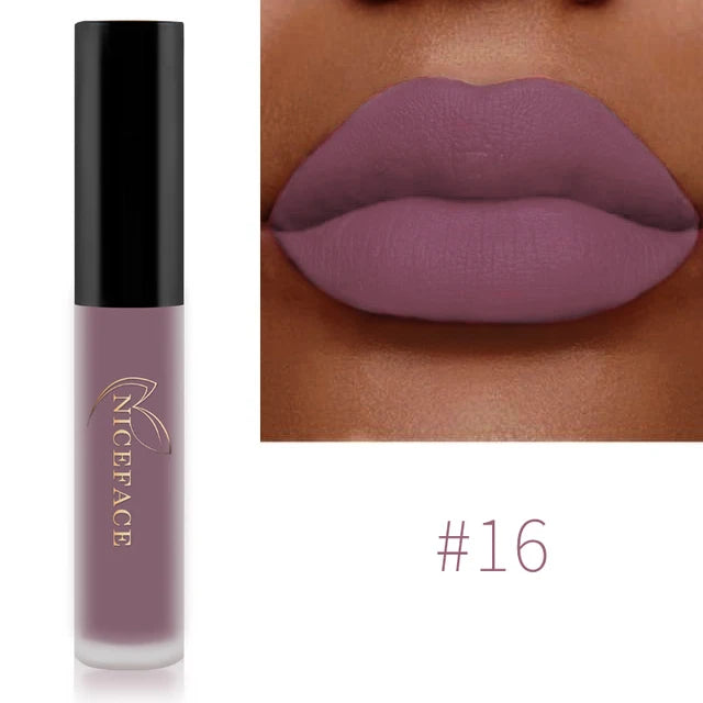 NICEFACE Matte Velvet Lip Glaze Waterproof Long Lasting Not Easy To Fade Lip Gloss Silky Smooth Sexy Lipstick Women Maquillage