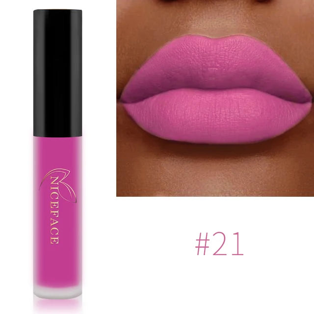 NICEFACE Matte Velvet Lip Glaze Waterproof Long Lasting Not Easy To Fade Lip Gloss Silky Smooth Sexy Lipstick Women Maquillage