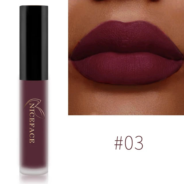NICEFACE Matte Velvet Lip Glaze Waterproof Long Lasting Not Easy To Fade Lip Gloss Silky Smooth Sexy Lipstick Women Maquillage