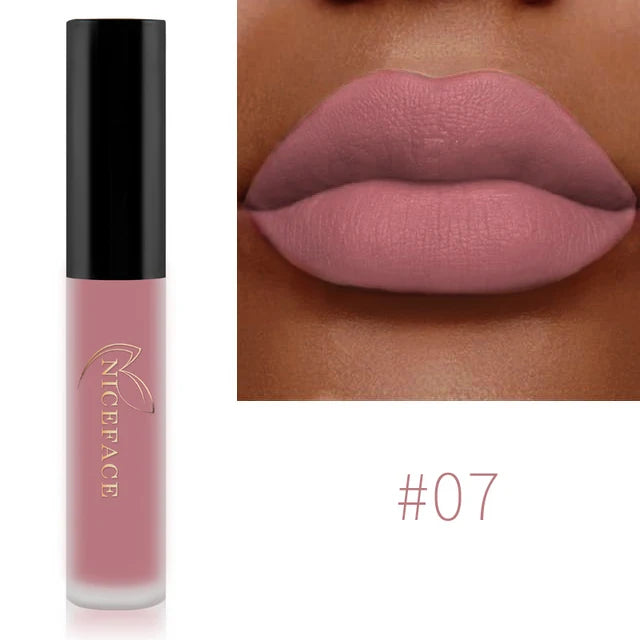 NICEFACE Matte Velvet Lip Glaze Waterproof Long Lasting Not Easy To Fade Lip Gloss Silky Smooth Sexy Lipstick Women Maquillage