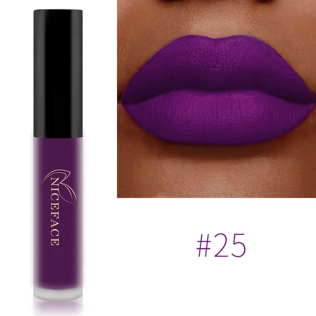 NICEFACE Matte Velvet Lip Glaze Waterproof Long Lasting Not Easy To Fade Lip Gloss Silky Smooth Sexy Lipstick Women Maquillage