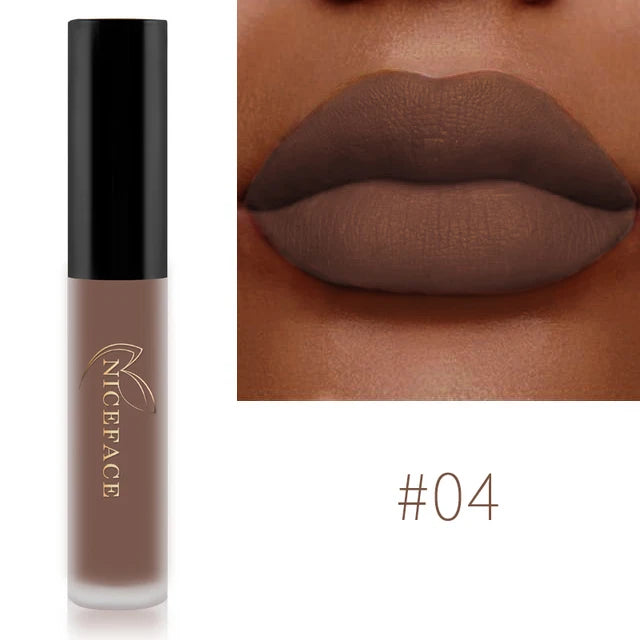NICEFACE Matte Velvet Lip Glaze Waterproof Long Lasting Not Easy To Fade Lip Gloss Silky Smooth Sexy Lipstick Women Maquillage