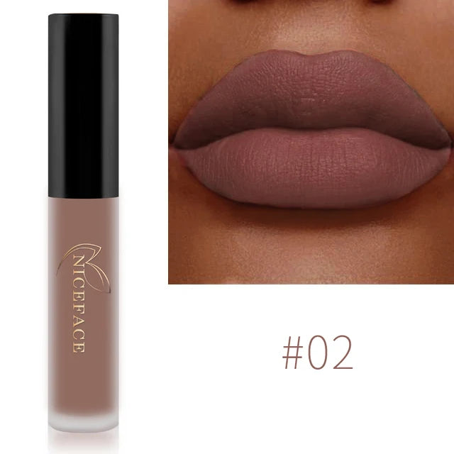 NICEFACE Matte Velvet Lip Glaze Waterproof Long Lasting Not Easy To Fade Lip Gloss Silky Smooth Sexy Lipstick Women Maquillage